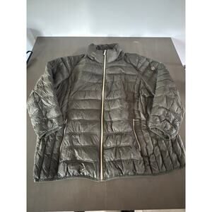 Michael Kors Down Puffer Jacket Women Packable  Quilted Dark Green Size 3x